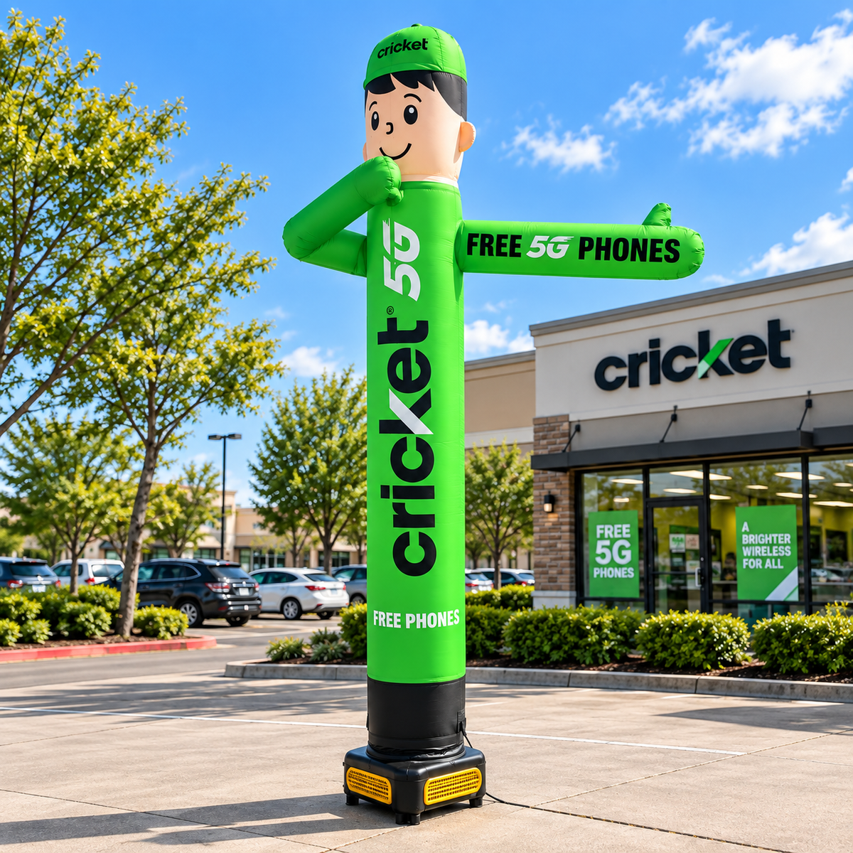 9 ft Cricket Wireless Waving Man – Free 5G Phone